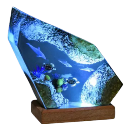 dolphin and sea turtles night light handmade resin night light by EpoLume - product photo