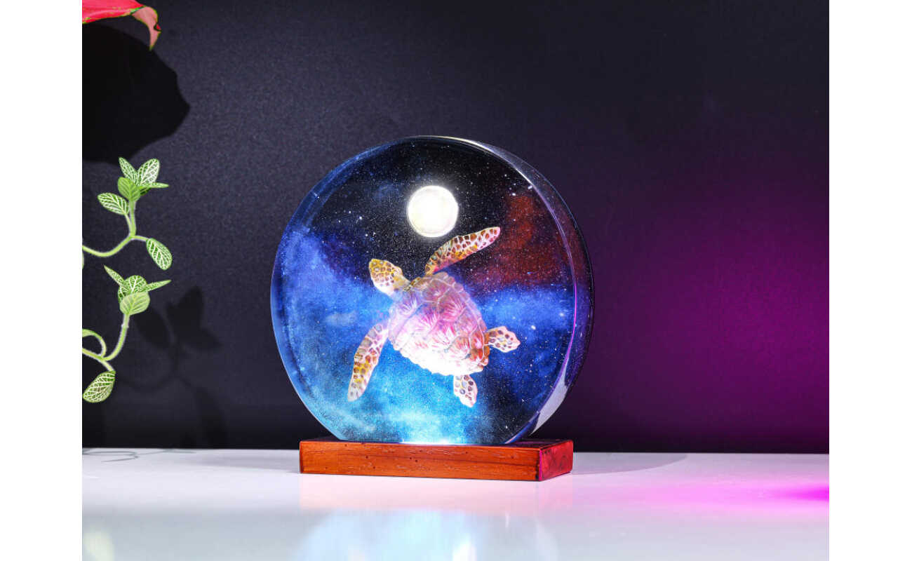 galaxy turtle night light handmade resin night light by EpoLume - product photo