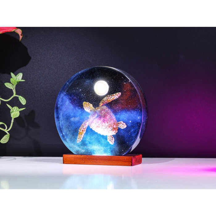 handmade resin night light gift with galaxy turtle resin lamp by EpoLume