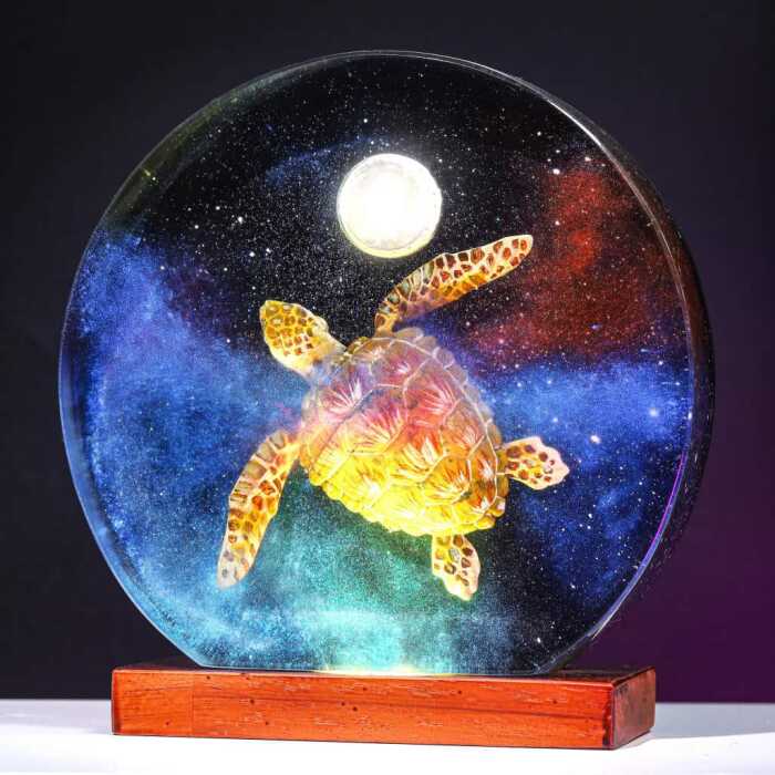 galaxy turtle night light handmade resin night light by EpoLume - detail photo 1