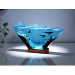 humpback whale and diver ver 2 handmade resin night light by EpoLume - detail photo 5