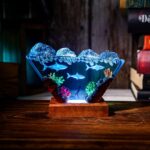 Inverted Triangle White Shark & Diver Epoxy Lamp - Image 10