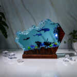 whale shark and diver night light handmade resin night light by EpoLume - detail photo 1