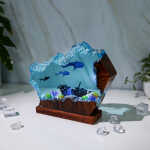 whale shark and diver night light handmade resin night light by EpoLume - detail photo 2