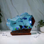 whale shark and diver night light handmade resin night light by EpoLume - detail photo 3