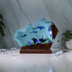 whale shark and diver night light handmade resin night light by EpoLume - detail photo 12