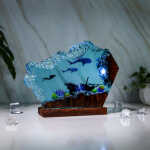 whale shark and diver night light handmade resin night light by EpoLume - detail photo 5