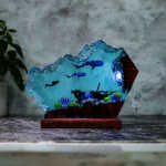 whale shark and diver night light handmade resin night light by EpoLume - detail photo 10