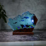whale shark and diver night light handmade resin night light by EpoLume - detail photo 8