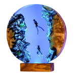 whale shark and couple diver handmade resin night light by EpoLume - product photo