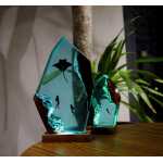 manta rays and diver handmade resin night light by EpoLume - detail photo 6