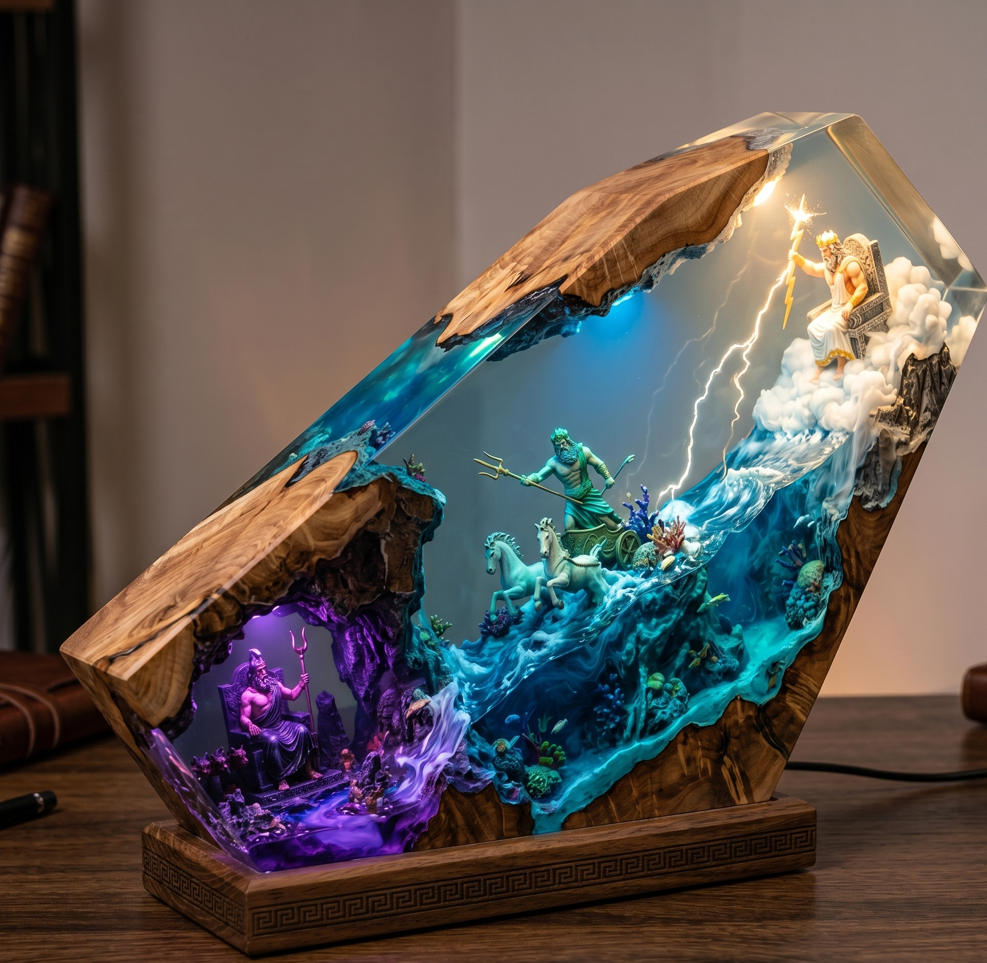 Shark and Shipwreck Night Light | EpoLume Resin Lamp