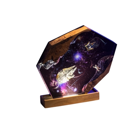 Detail view of Galaxy Universe Epoxy Night Light handmade epoxy resin lamp