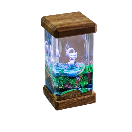 Pink Cat Grass Scene Epoxy Night Light handmade epoxy resin night light