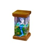 Detail view of Pink Cat Grass Scene Epoxy Night Light handmade epoxy resin lamp