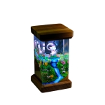 Detail view of Pink Cat Grass Scene Epoxy Night Light handmade epoxy resin lamp