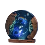 Detail view of Galaxy Astronaut Column Epoxy Night Light handmade epoxy resin lamp
