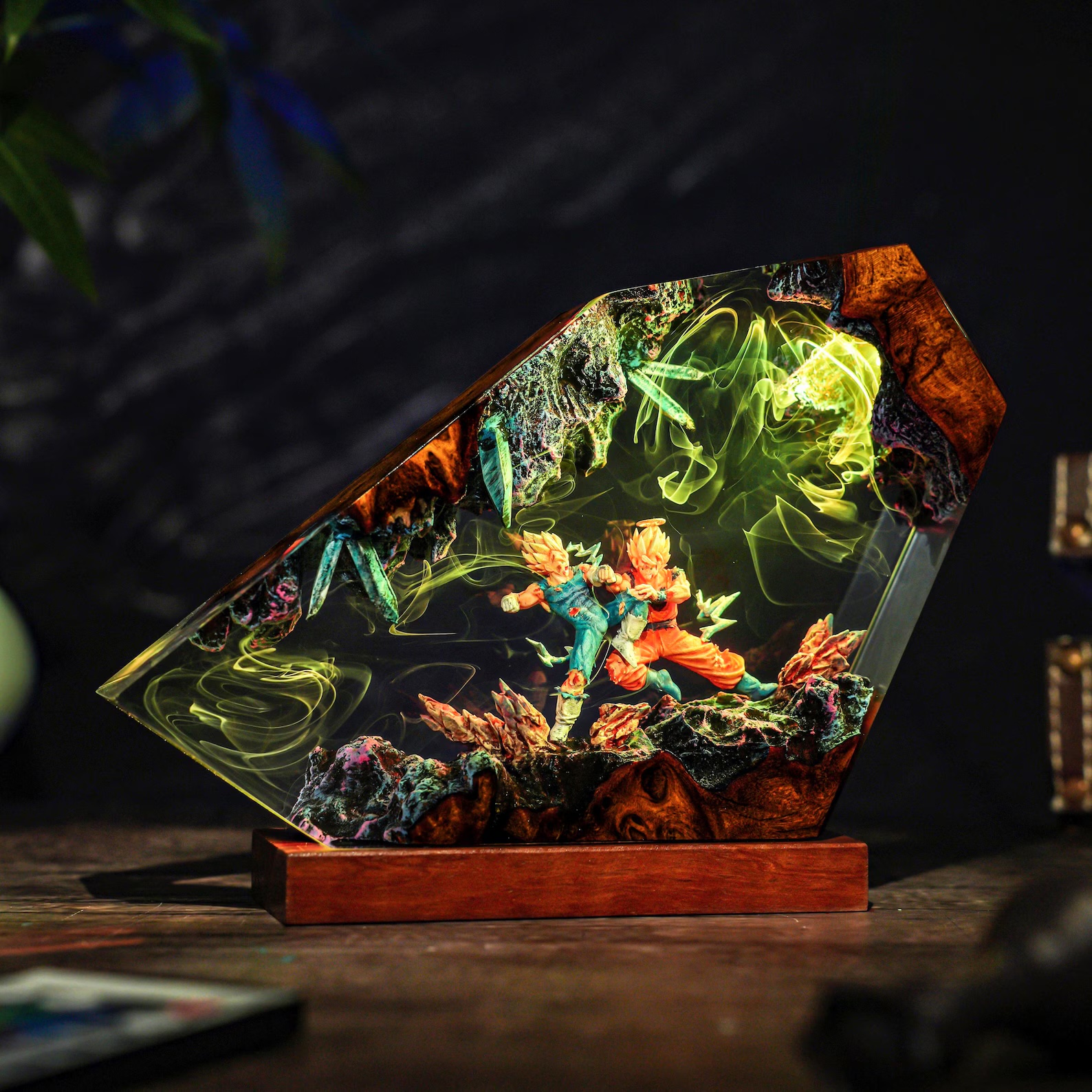 Goku vs Vegeta Battle Resin Lamp Art handmade epoxy resin anime lamp - EpoLume