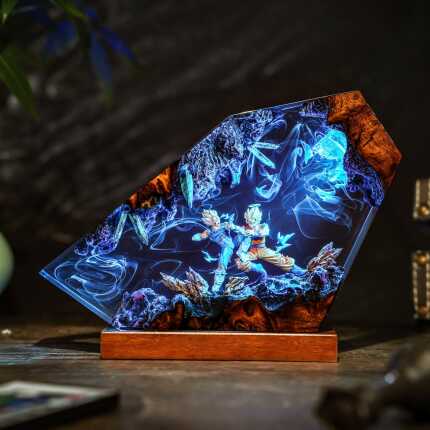 Goku vs Vegeta Battle Resin Lamp Art epoxy battle lamp detail 2