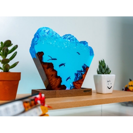 Manta Ray and Diver Night Light Epoxy Night Light - EpoLume