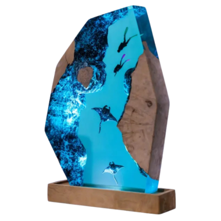 shark ocean diver night light handmade resin night light by EpoLume - product photo