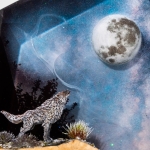 Pine forest wolf epoxy lamp close detail - EpoLume
