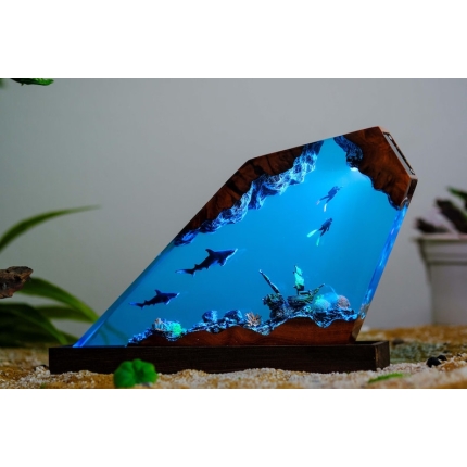 Shark Scuba Diver Ocean Night Light Epoxy Night Light - EpoLume