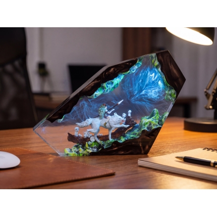 Fantasy Warrior Wolf Handmade Epoxy Resin Night Light - EpoLume
