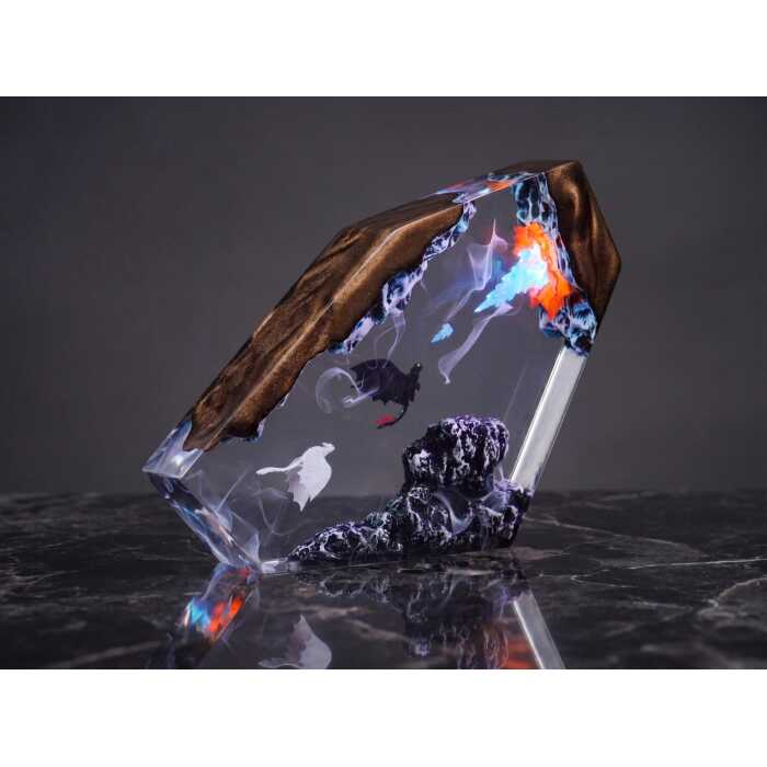 fire dragon night light handmade resin night light by EpoLume - detail photo 1