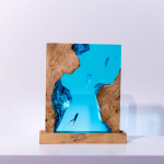 Jellyfish Cylinder Epoxy Night Light handmade epoxy resin night light