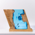 Detail view of Jellyfish Ocean Block Epoxy Night Light handmade epoxy resin lamp