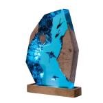manta ray canyon scuba diver night light with blue ocean resin and wood base