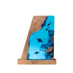Detail view of Manta Ray Crystal Block Epoxy Night Light handmade epoxy resin lamp