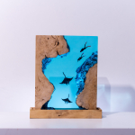 Manta Ray Cylinder Epoxy Night Light handmade epoxy resin night light