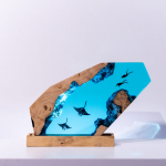 Detail view of Manta Ray Epoxy Night Light handmade epoxy resin lamp