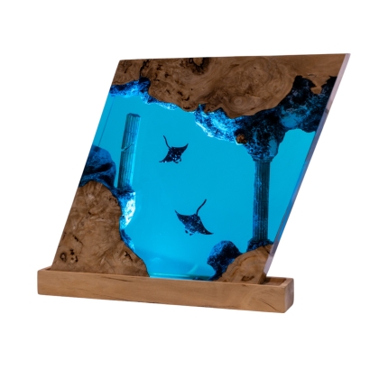 Manta Ray Ocean Block Epoxy Night Light handmade epoxy resin night light