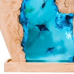 Detail view of Manta Ray Ocean Block Epoxy Night Light handmade epoxy resin lamp