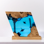 Detail view of Manta Ray Ocean Block Epoxy Night Light handmade epoxy resin lamp