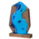 Manta ray scuba diver epoxy night light with glowing blue resin