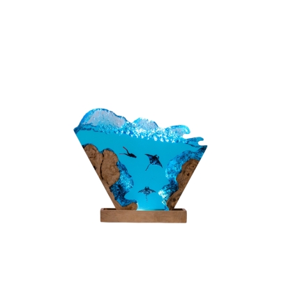 Manta Ray Wave Epoxy Night Light handmade epoxy resin night light