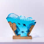 Detail view of Manta Ray Wave Epoxy Night Light handmade epoxy resin lamp