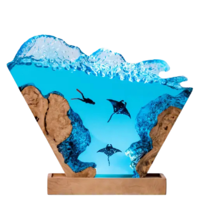 manta ray wave handmade resin night light by EpoLume - product photo