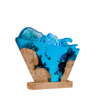 Detail view of Mermaid and Coral Reef Wave Epoxy Night Light handmade epoxy resin lamp