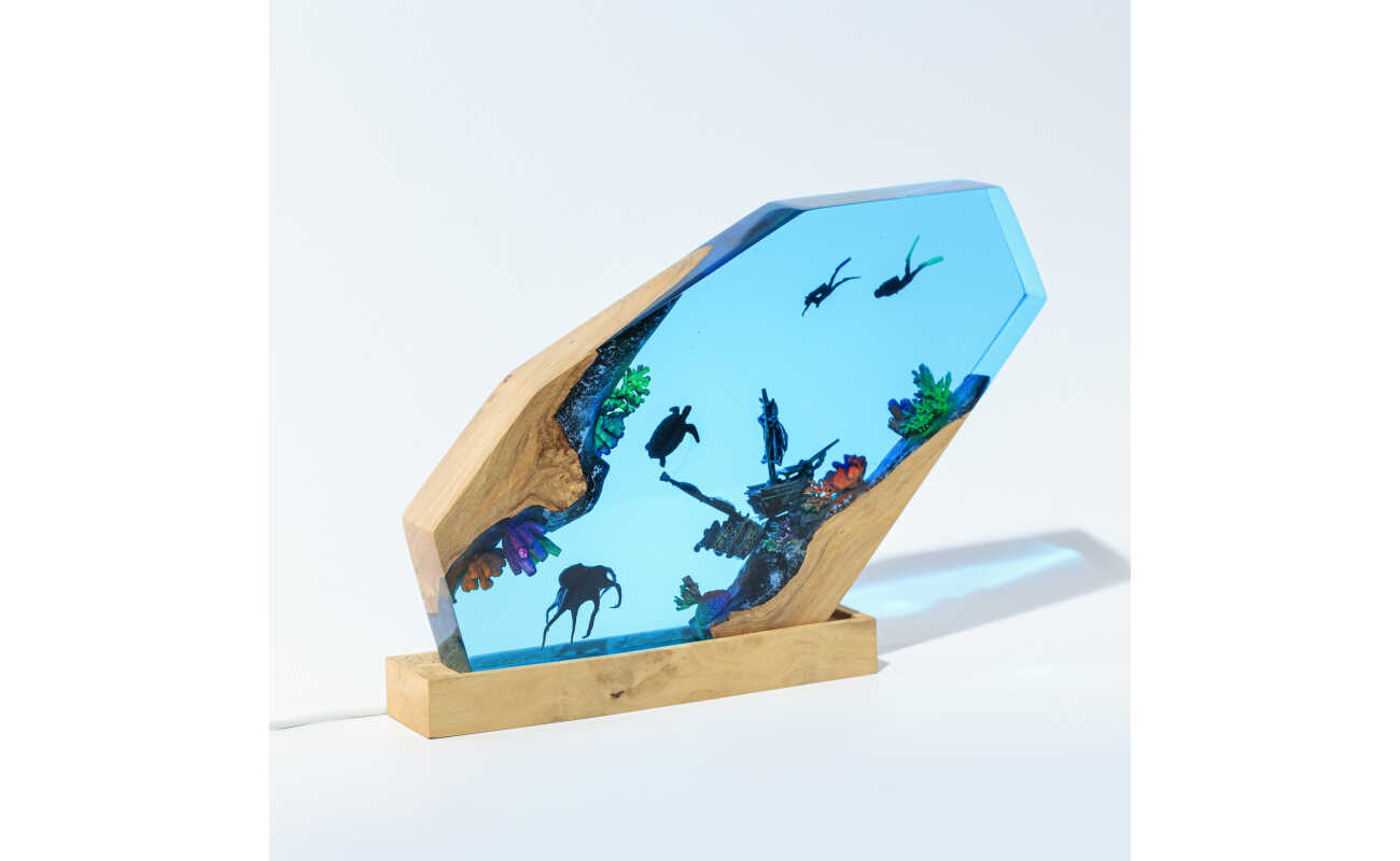octopus and sea turtle night light handmade resin night light by EpoLume - product photo