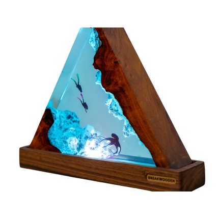 Octopus Canyon Epoxy Night Light handmade epoxy resin night light