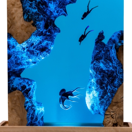 Octopus Cylinder Epoxy Night Light handmade epoxy resin night light