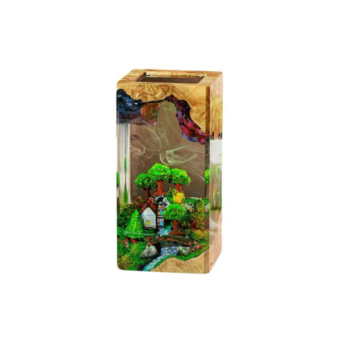 miniature forest cottage resin night light handmade resin night light by EpoLume - detail photo 1