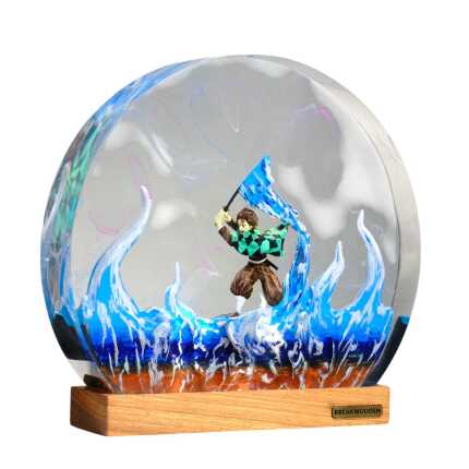 tanjiro water breathing resin night light handmade resin night light by EpoLume - product photo