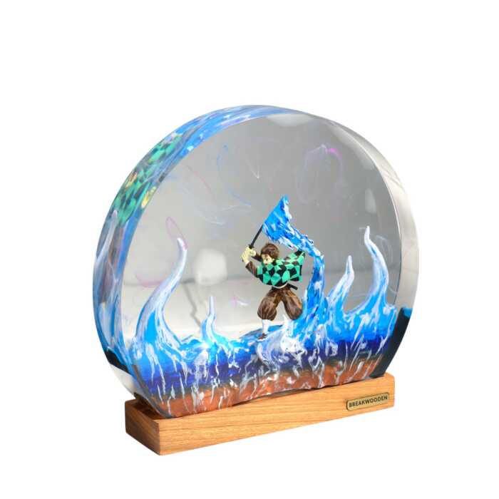 tanjiro water breathing resin night light handmade resin night light by EpoLume - detail photo 1