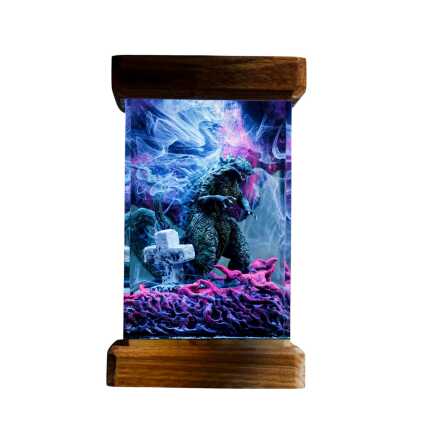 godzilla resin night light handmade resin night light by EpoLume - product photo